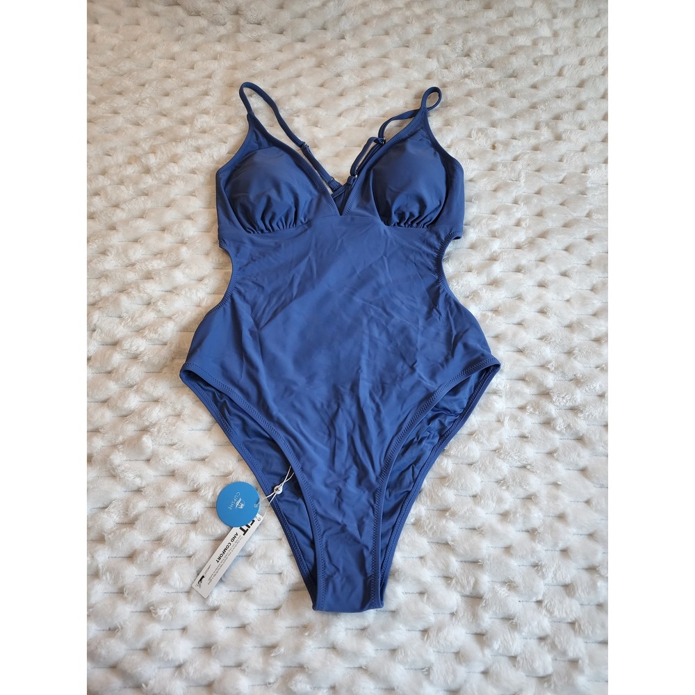 Cupshe Blue One Piece Swimsuit XL‎ Cutout Crisscross Back Padded